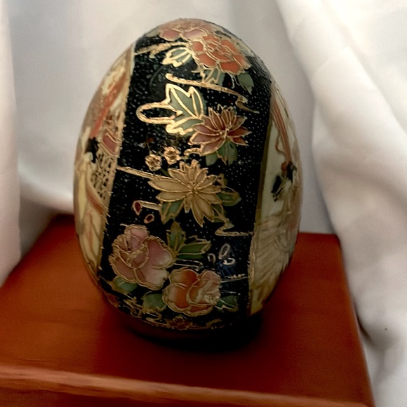 Vintage 4” Gold Gilded & Painted by Hand Porcelain Royal Satsuma Oriental Egg - Picture 6 of 14